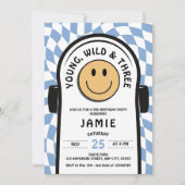 Jong Wild & Drie Retro Skateboard 3e Verjaardag Kaart (Voorkant)