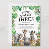Jong Wild & Drie Safari 3e Verjaardagsfeest Kaart (Voorkant)