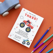 Jong Wild Drie Verjaardag Kinder Monster Auto Truc Kaart