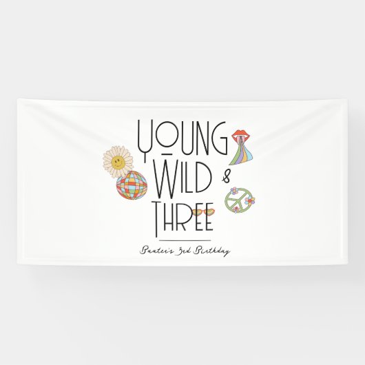 Jong, Wild & Drie | Verjaardagsbanner | Boho Spandoek (Horizontaal)