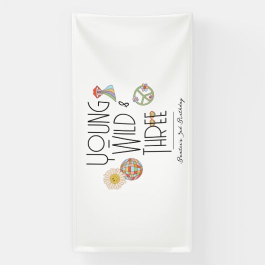 Jong, Wild & Drie | Verjaardagsbanner | Boho Spandoek (Verticaal)