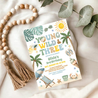 Jong Wild & Drie Zomerstrand 3e Verjaardag Kaart