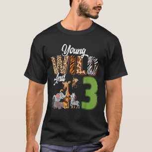 Jong wild en 3 jaar oud 3e verjaardag Safari Zoo T-shirt