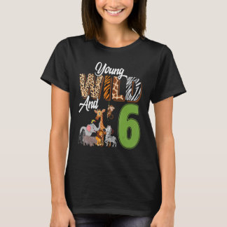 Jong wild en 6 jaar oud 6e verjaardag Safari Zoo T-shirt