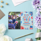 Jong Wild en Drie 4th Juli 3rd Verjaardagsfeest Acryl Uitnodigingen (Insitu (Huwelijk))