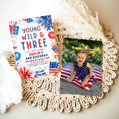 Jong Wild en Drie 4th Juli 3rd Verjaardagsfeest Kaart