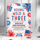 Jong Wild en Drie 4th Juli 3rd Verjaardagsfeest Kaart