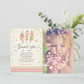 Jong wild en drie Bedankkaart Veren Boho Kaart (Staand voorkant)