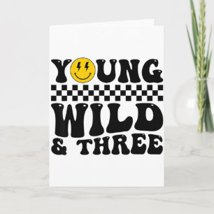 Jong Wild En Drie Groovy Retro 3 Jaar Oud Kind Kaart