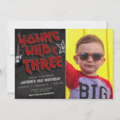 Jong, Wild en Drie met Foto Rock Uitnodiging (Voorkant)