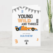 Jong, wild en drie raceauto 3de verjaardag  kaart (Voorkant)