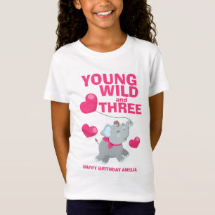 Jong Wild en Drie Roze 3de Verjaardag T-shirt