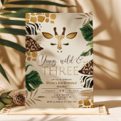 Jong wild en Drie Safari 3e verjaardag Kaart