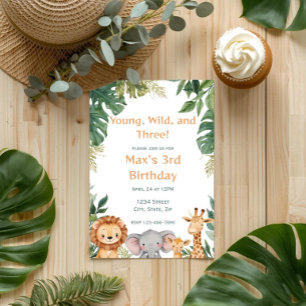 Jong Wild en Drie Safari Jungle Verjaardag Kaart