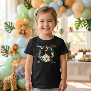Jong Wild en Drie Safari Verjaardag Kinder Shirts