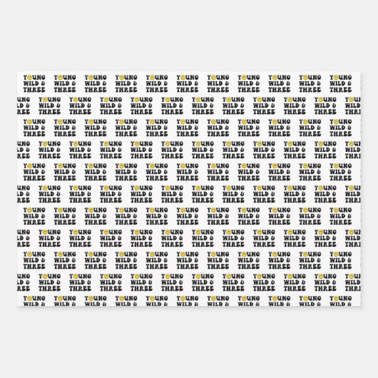 Jong Wild en Three Boy 3de verjaardagsfeestje Inpakpapier Vel (Voorkant)