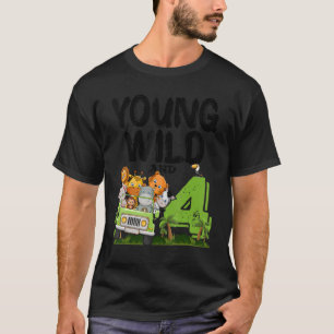Jong Wild En Vier 4de Verjaardag Safari Dier De T-shirt