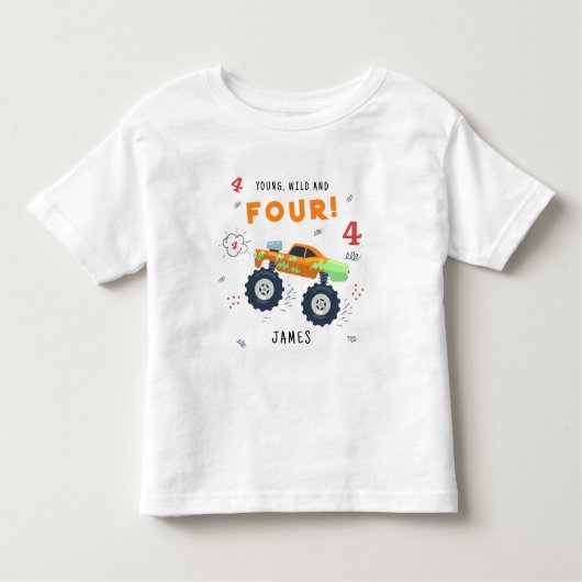 Jong wild en vier 4e Verjaardag Kinder Monster Aut Kinder Shirts (Voorkant)