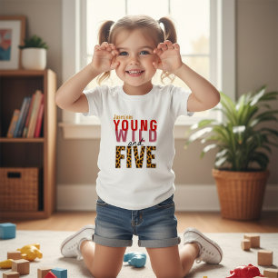 Jong Wild en Vijf Luipaard Verjaardag Peuter T-shi Kinder Shirts