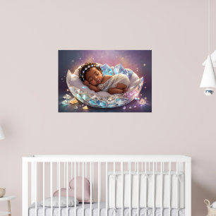Jong zwart prinses pasgeboren baby meisje kinderka poster