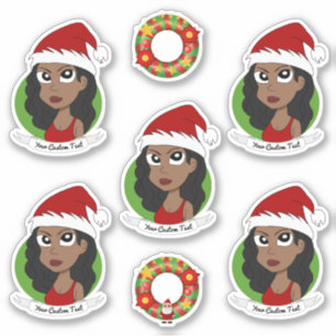 Jonge Afrikaanse Amerikaanse cartoon voor feestdag Sticker