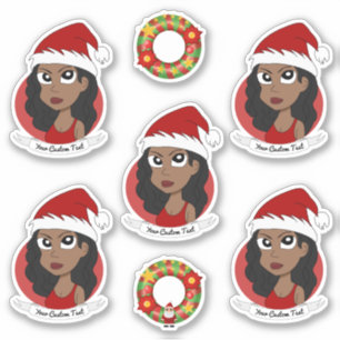 Jonge Afrikaanse Amerikaanse kerstman-cartoon Sticker