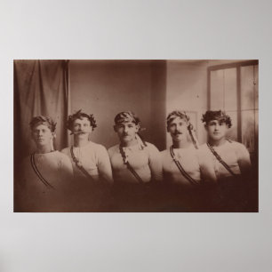 Jonge atleten met worstelaars  poster