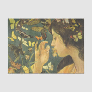 Jonge Aziatische vrouw met mooie vlinders Tissuepapier