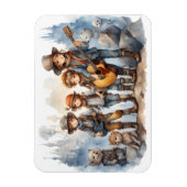 Jonge band Gitaren spelen Waterverf Paint Koelkast Magneet (Verticaal)