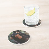 jonge chimpansee zandsteen onderzetter (Zijkant)