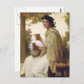 Jonge dame drink wijn briefkaart (Voorkant / Achterkant)