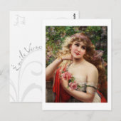 Jonge dame met Rozen Briefkaart (Voorkant / Achterkant)