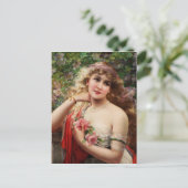 Jonge dame met Rozen Briefkaart (Staand voorkant)