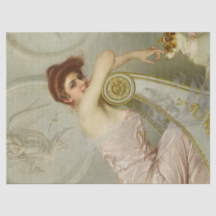 Jonge dame streelen haar puppy hond (door V.M. Cor Tissuepapier