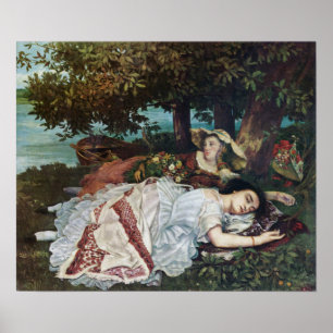 Jonge dames aan de Banken van de Seine (zomer) Poster