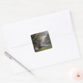 Jonge dames met een rivier vierkante sticker (Envelop)