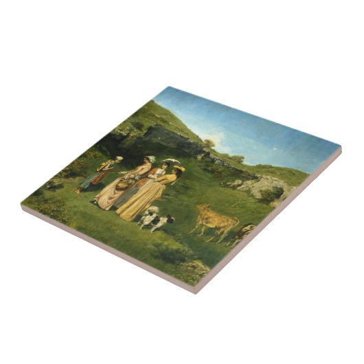 Jonge dames van het dorp tegeltje (Zijkant)