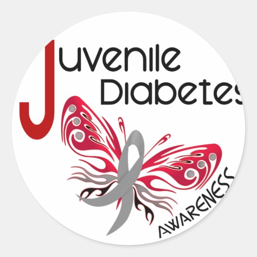 Jonge diabetes BUTTERFLY 3 Ronde Sticker (Voorkant)