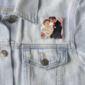 Jonge echtpaar formeel draag vierkante button 5,1 cm (In situ)