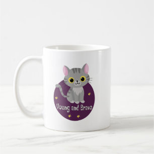 Jonge en dappere Kawaii schattige grijze kat gliml Koffiemok