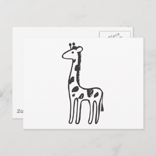 Jonge Giraffe in zwarte en witte schets Briefkaart (Voorkant / Achterkant)