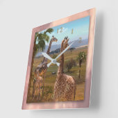 Jonge Giraffe Twins van Afrika Vierkante Klok (Hoek)