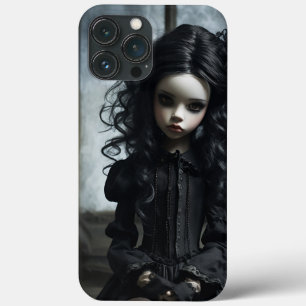 Jonge gotische vrouw in het zwart iPhone 13 pro max hoesje