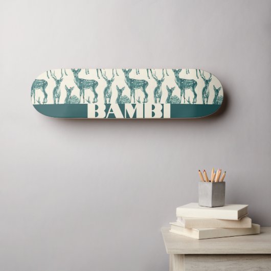 jonge herten skateboard (Muurkunst (Horizontaal))
