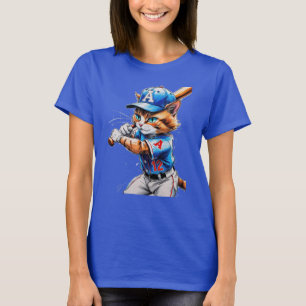 Jonge honkbalkat in uniform met zijn knuppel! t-shirt