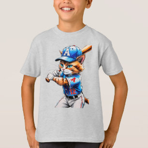 Jonge honkbalkat in uniform met zijn knuppel! t-shirt
