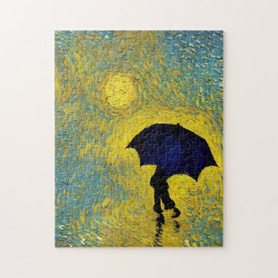 Jonge impressionist met paraplu op leuke zondag legpuzzel