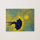 Jonge impressionist onder paraplu op zonnige dag legpuzzel (Horizontaal)