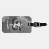 JONGE Instructeur Waterverf Meditation Pose Om Sig Bagagelabel (Voorkant horizontaal)