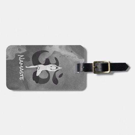 JONGE Instructeur Waterverf Meditation Pose Om Sig Bagagelabel (Voorkant horizontaal)